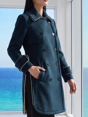 $750 EUDON CHOI 100% wool structured modern peacoat 8